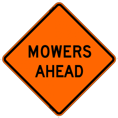 Mowers Ahead Work Zone Sign